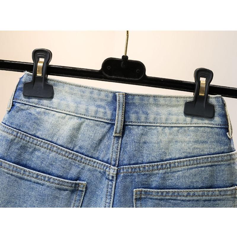 DIMANAF Summer 2025 Plus Size Shorts Jeans Women Basic Pants Loose Casual Female Blue Trousers Pants 5XL