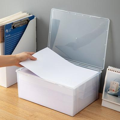 Home Office Supplies Storage Box Multifunctional Desktop Large Capacity A4 Paper Transparent Plastic Organizer Box