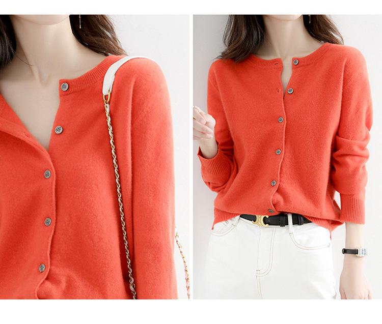 Cardigan tricotat lejer versatil pentru femei, Primăvară/Toamnă 2025 - Culoare solidă la modă cu gât rotund