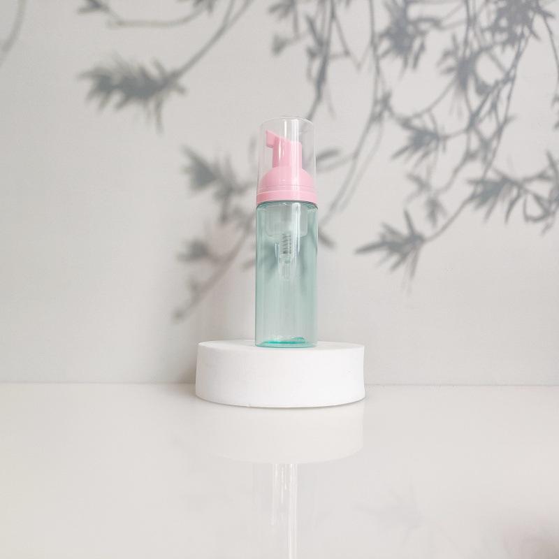 60ml Portable Transparent Green Facial Cleanser Foaming Bottle