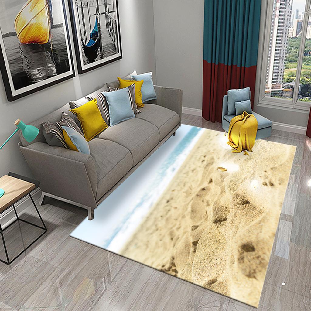 Seaside Sand Carpet Shell Starfish Beach Mat for Bathroom Toilet Entrance Non-slip Area Mats Living Room Kids Bedroom Decor Rugs