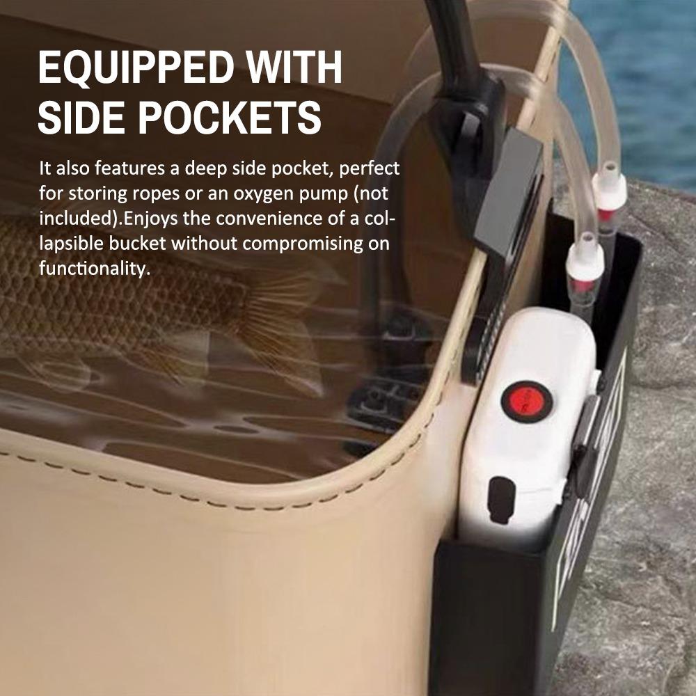 with Mesh Lid Fishing Bucket EVA Fish Containers Portable Fish Bucket  Fishing