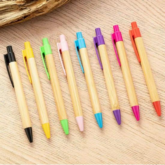 

Bamboo and Wood Multi-Color Press-Action Ballpoint Pen - Eco-Friendly Advertising Gift Purple Pen - 1 piece