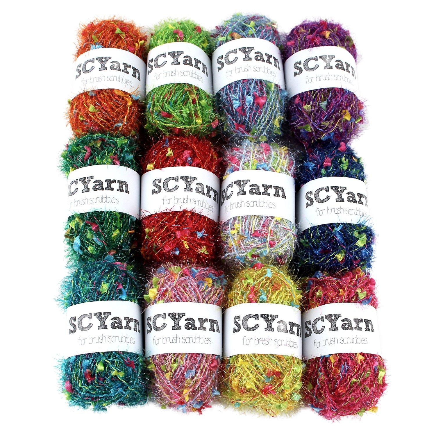

SCYarn Korean Scrubber Thread Approximately 75m per 400g 900m Polyester Yarn 12-Color Set, Ball, Total, (Brush Printing)