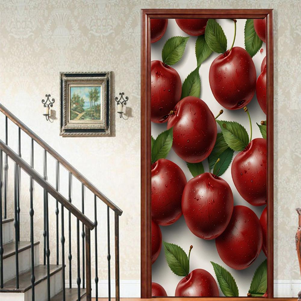 

Фруктовый лимон Наклейки на двери 3D Съемные Виниловые наклейки для дверей Самоклеящиеся обои Художественные фрески для дверей Bibliotheque Современный домашний декор 40x120cm