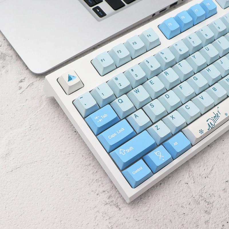 136 Keys  Profile Keycaps PBT 5 Sides DYE SUB Blue Snow Keycap For K61/64/68/84/980 Mechanical Keyboard for Key C