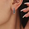 Black and White Design Black Zircon Jewelry Hoop Earrings