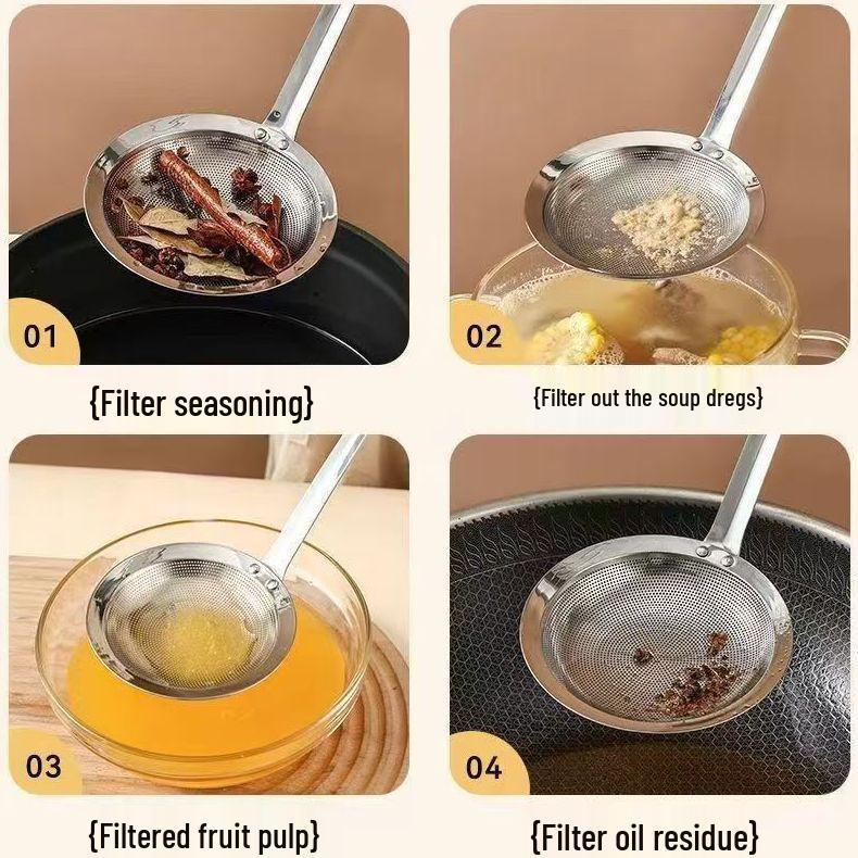 Ultra-Fine 304 Food Grade Kitchen Oil Skimmer with Mesh Filter