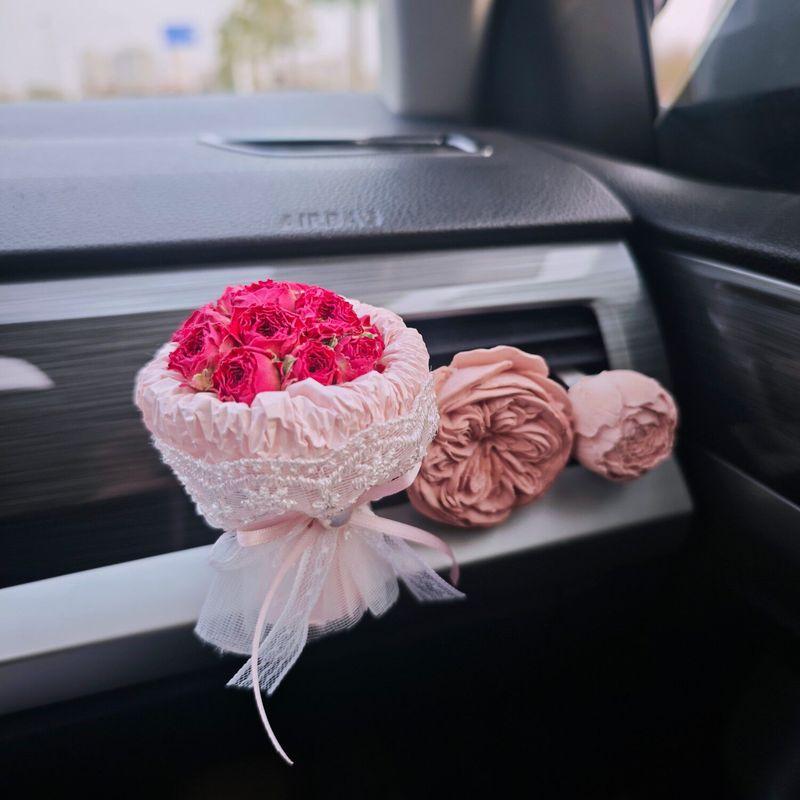 Car Air Freshener Rose Eternal Flower Bouquet Air Vent Decoration Aroma Diffuser Stone Car Fragrance Ornament High-End Gift