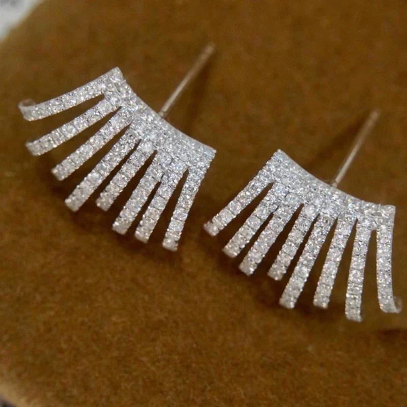 

Gift Bling Claw Shaped Piercing Earrings Women Crystal Cubic Zirconia Copper Color Ear Statement Girl Zircon