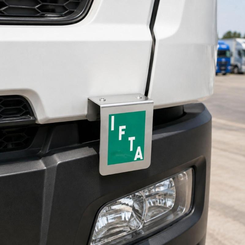 Fleet Permit Sticker Bracket Holder 2 Pack, Metal Truck Display Mount with Two Hole Installation Design for Commercial Vehicle Placard Use