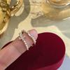 Luxury Imitation Pearl Zircon Woman Ring Flower Cross Index Finger Rings Open Adjustable Wedding Jewelry Designer Aesthetic Accessory Female Gift