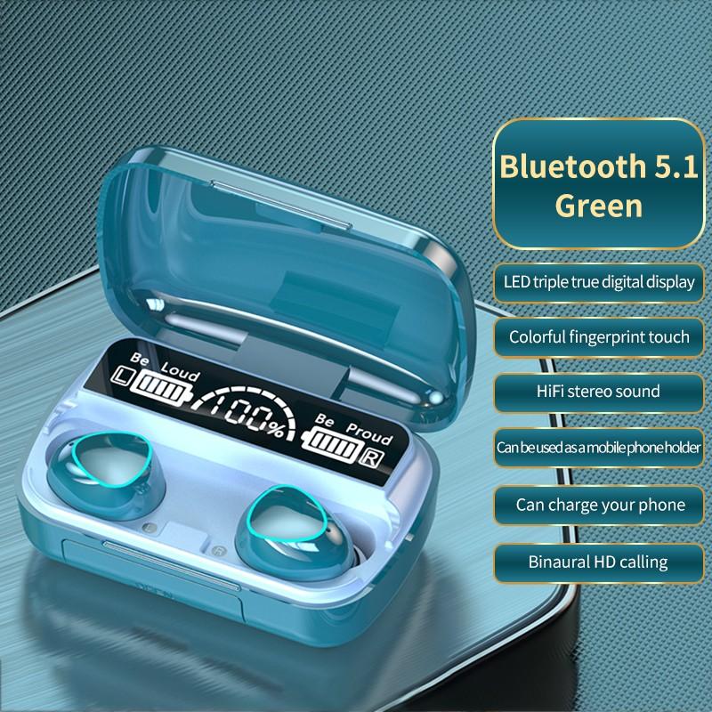 9D bezdrátová sluchátka Bluetooth V5.1 TWS bezdrátová sluchátka LED displej s power bankou Náhlavní souprava s mikrofonem
