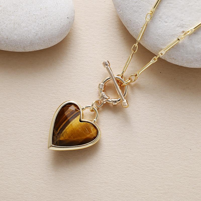Fashion Light Luxury Simple Natural Stone Love Pendant Short Scarf Necklace Choker Jewelry Gifts