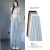 Yamamoto Blue High-Waisted Slimming Straight-Leg Textured Wide-Leg Pants 2025