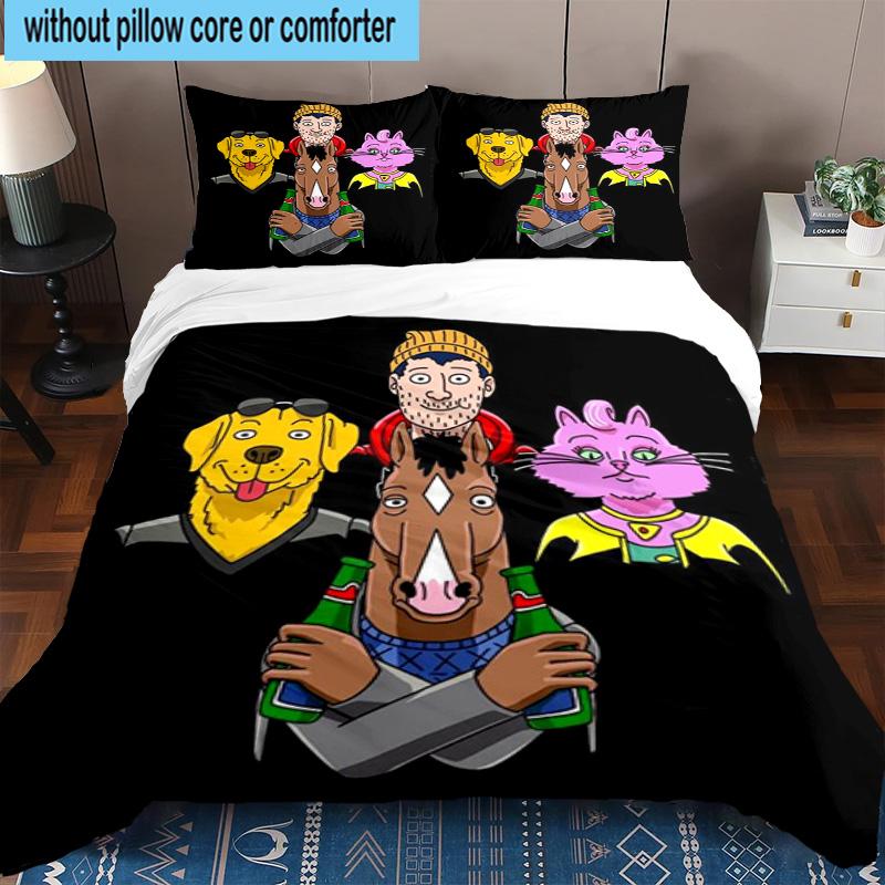 3PCS Pink Cat Man Horse 3pcs Bedding,Including 3PCS Duvet Cover And 2pcs Pillowcases Perfect for Christmas,Ideal for Bedroom, Dormitory
