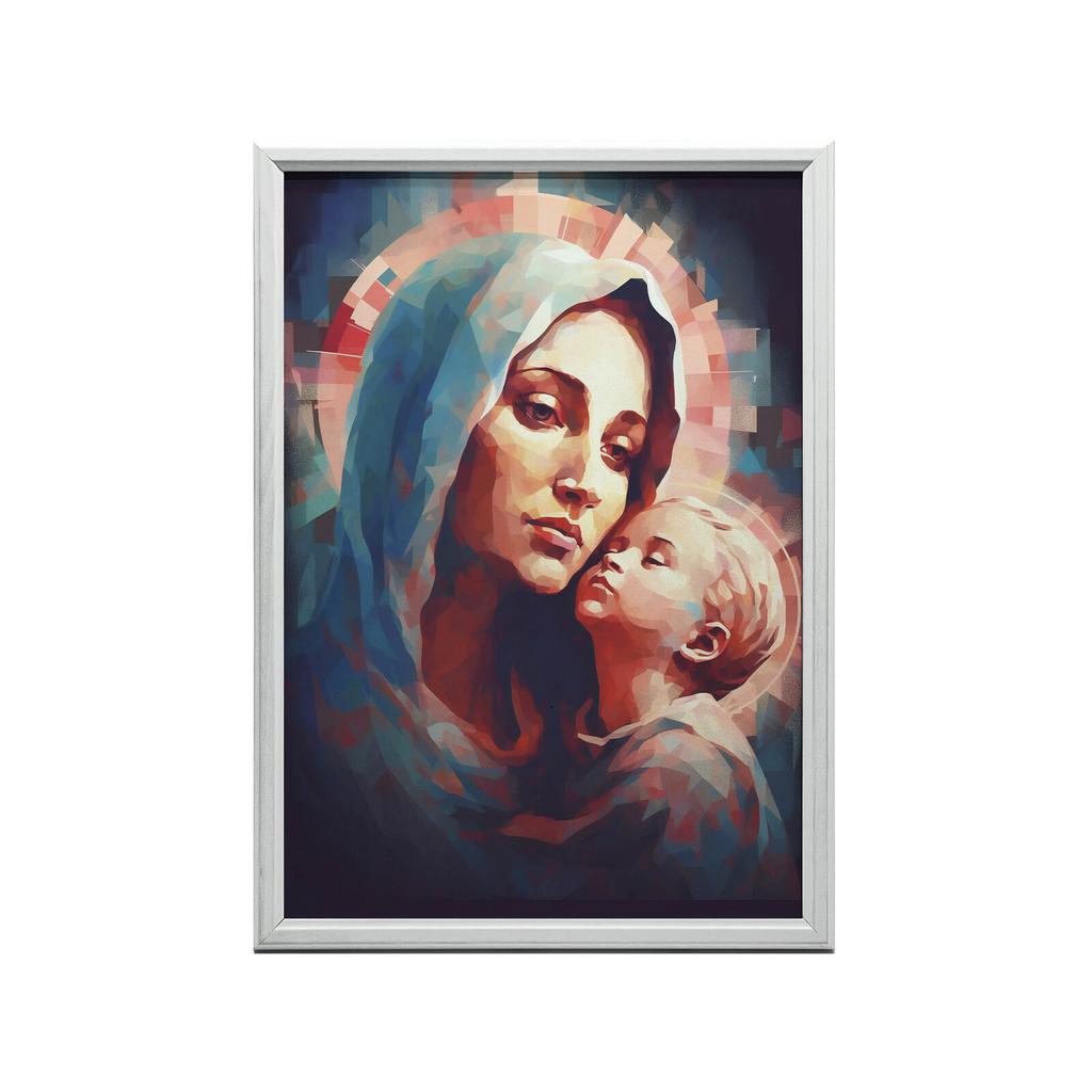 Blue Care: Mary With Baby Jesus Heavenly Protection: Mary With Baby Jesus, 50X70 Cm, Unframed, Premium Canvas On Stretcher