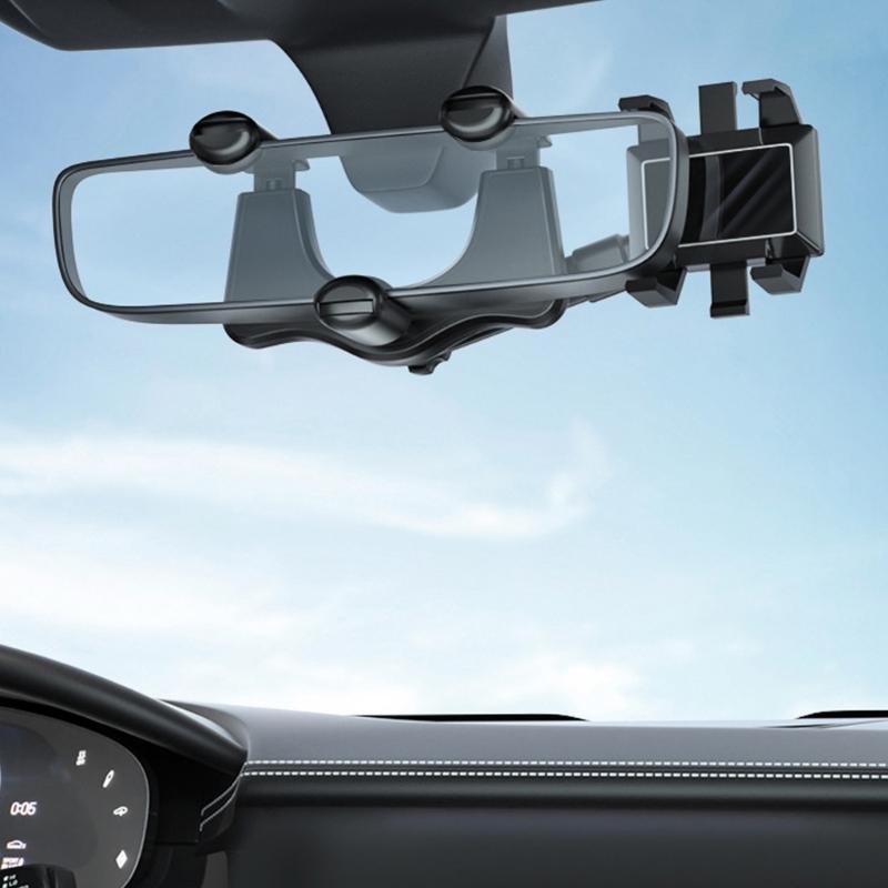 Universal Car Phone Mount With 360 Rotation ABS For Rearview Mirror Installation And Multiple Angles Adjustment