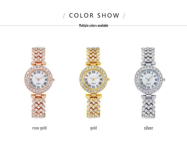 Women's Roman Numeral Rhinestone Quartz Bracelet Watch