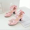 Girls High Heels 2026 Ladies Heels Sandals Sweet Bow Lace Princess Mary Jane Lolita Shoes Party High Heel Women Pumps Pink