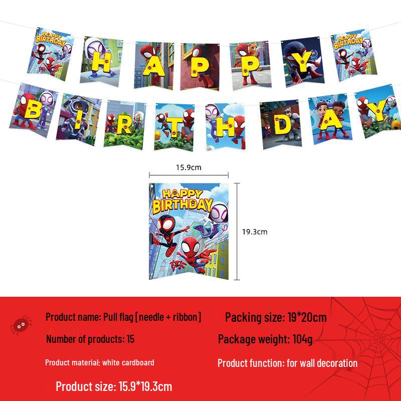 Hot-Selling Spider-Man & Friends Disposable Plate Set with Balloon Decorations for Parties