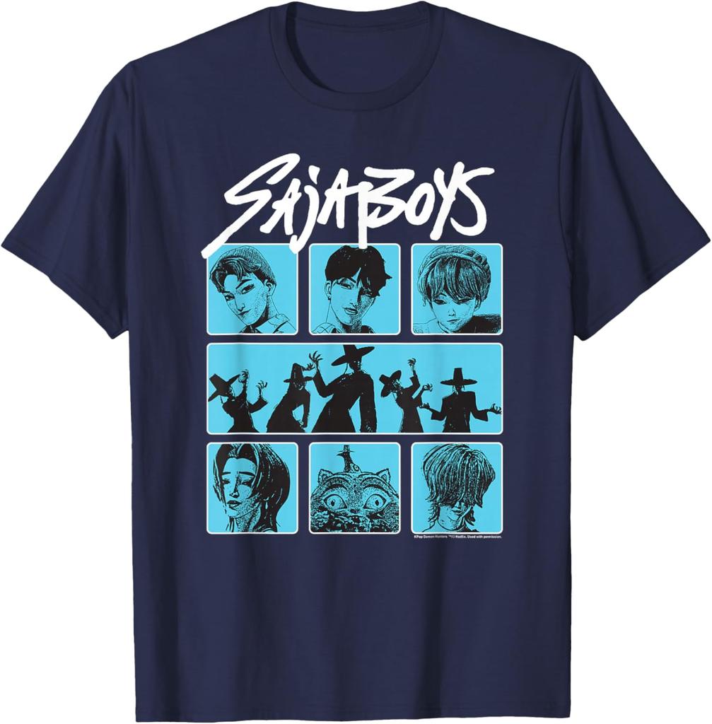 KPop Demon Hunters Saja Boy Poster TShirt Summer Mens and Womens Clothing Fashion High Quality Short Sleeved Tshirt Unisex
