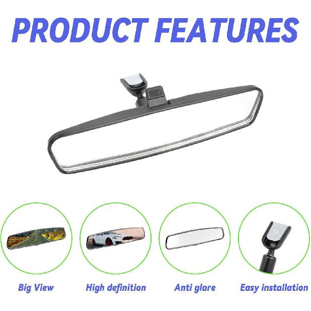 10.6 ” Rear View Mirror Universal Fit Type, Compatible With Wrangler Kia Optima Soul Nissan Rogue Altima Corolla F150 Focus Civic Accord And More