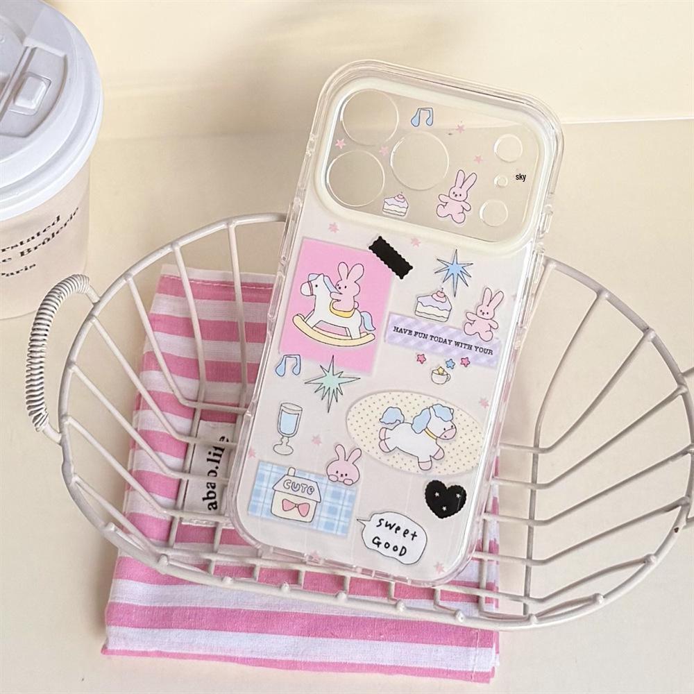 Cartoon Double Layer Rabbit Pony iPhone 15/16/17 Pro Max Anti-Drop Case