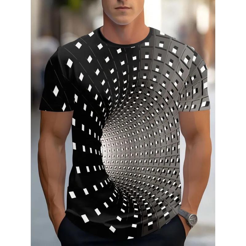 Tricou de vară pentru bărbați, cu gât rotund, imprimat 3D, modă, versatil, la modă, respirabil, casual