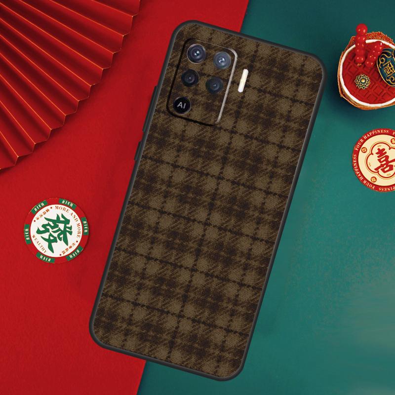 Brown Plaid Case For Oppo A78 A98 A58 A38 A18 A54 A74 A94 A80 A60 A40 A96 A76 A16 A15 A17 A57 A5 A6 Pro
