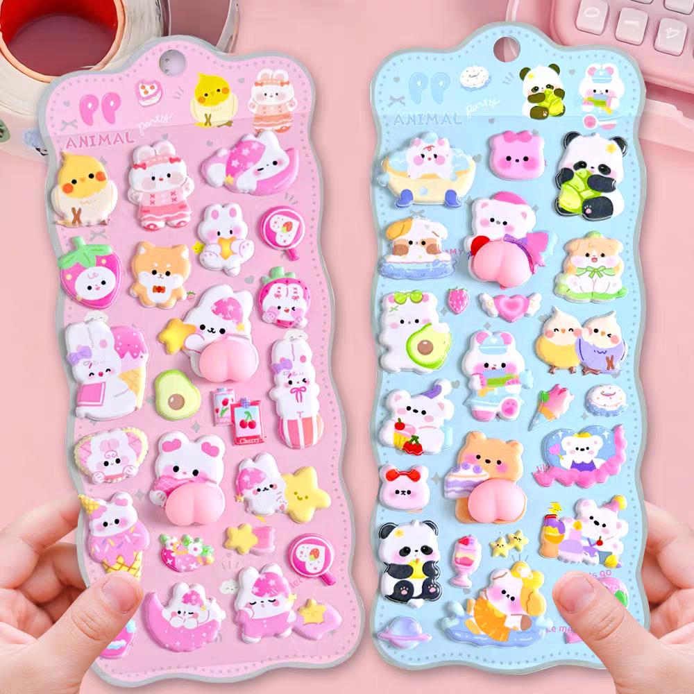1/2/4pcsCute 3D Decompression Soft Butt Pinch Fun Cartoon Stickers Kawaii DIY Phone Water Bottle Decoration Stickers Gift