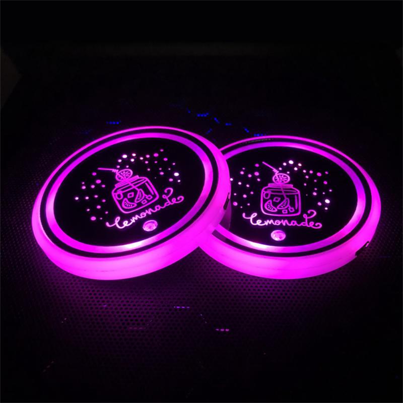 Car Led Luminous Water Cup Pad Durable Portable Long Time Working Led Ambient Light Car Interior Car Atmosphere Light Universal