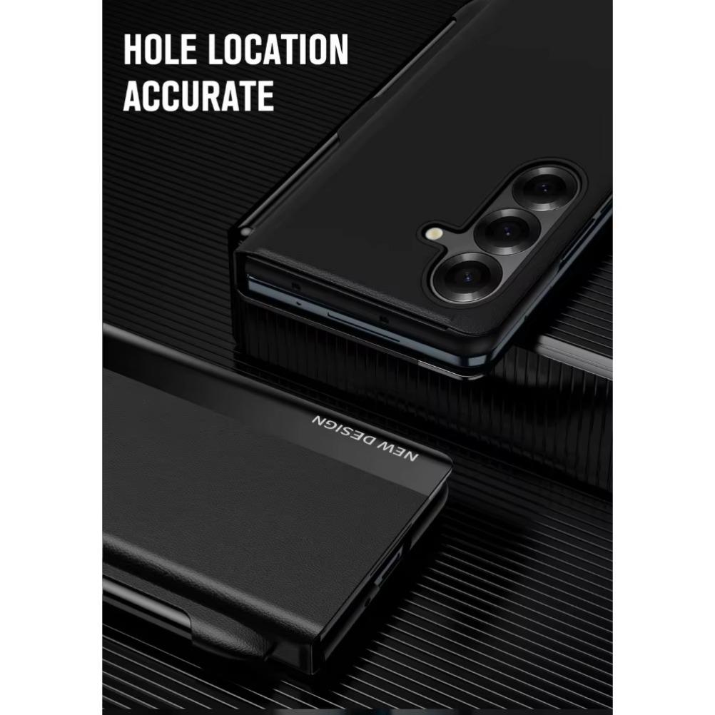 With S Pen for Samsung Galaxy Z Fold 7 6 5 4 3 Protection Cover Luxury Leather Bracket Magnet Adsorbs Full Cover The Holster Phone Case