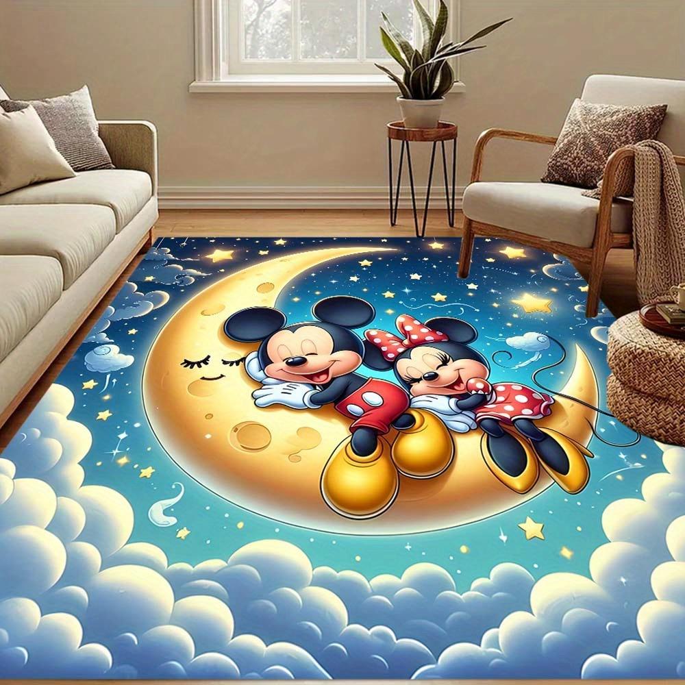 1pc Mickey Mouse Minnie Pattern Carpet Area Rug, Bedroom, and Playroom Durable, Stain-Resistant, and Easy To Clean, Living Room