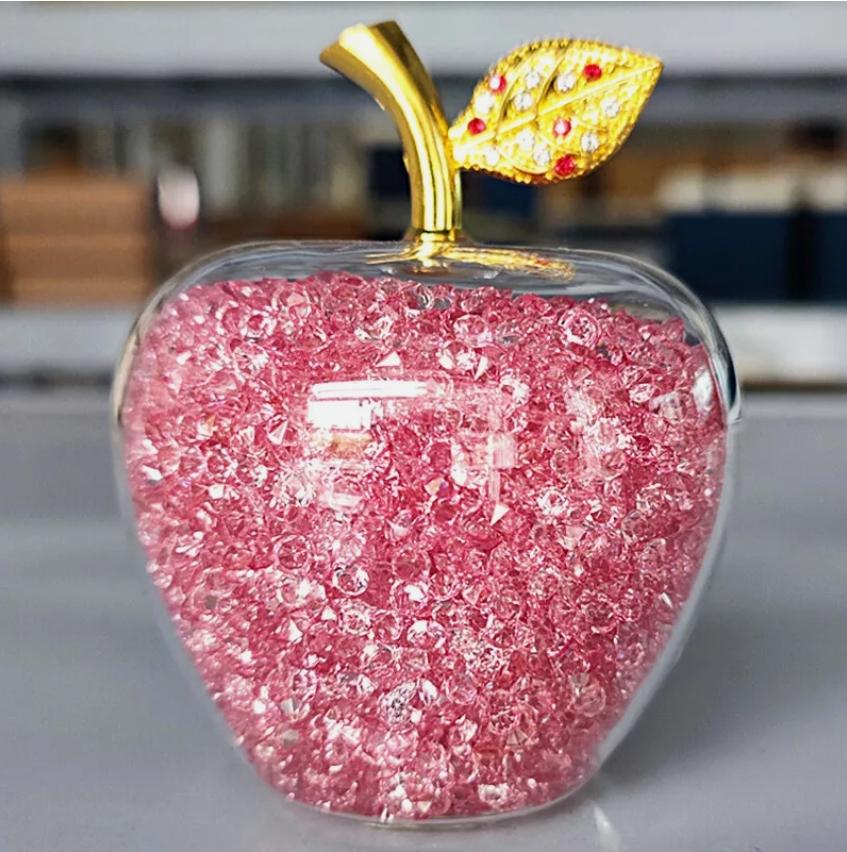 Apple Statue Glitter Glass Crystal Home Decor Christmas Eve Ornaments Gift Christmas Eve Ornaments Home Desktop Decoration 2025