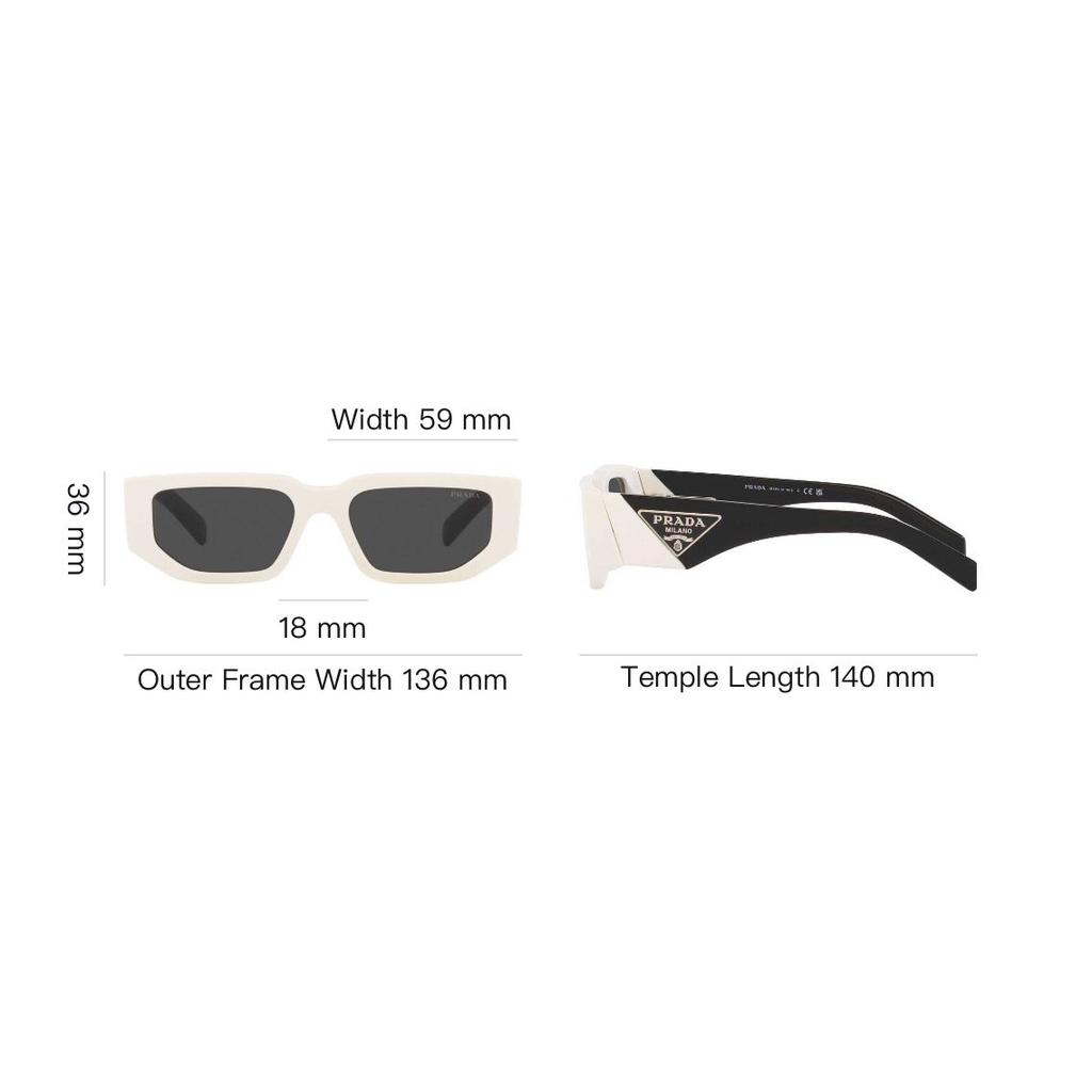 Prada Side Letter Logo Irregular Shape Sunglasses Men sunglasses White PR09ZS1425S0