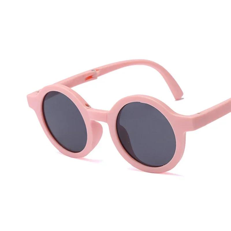 Classic Ins Folding Sunglasses Children Pink Round Frame UV400 Sun Glasses Girls Boys Designer Brand