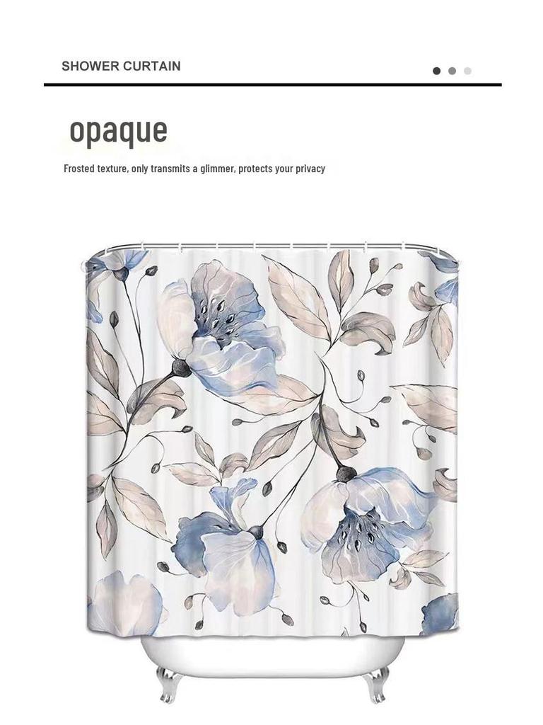 Aquarell Duschvorhang, Digitaldruck, Polyester, Wasserdicht & Schimmelresistent, mit reinen Kupfer-Ösen.