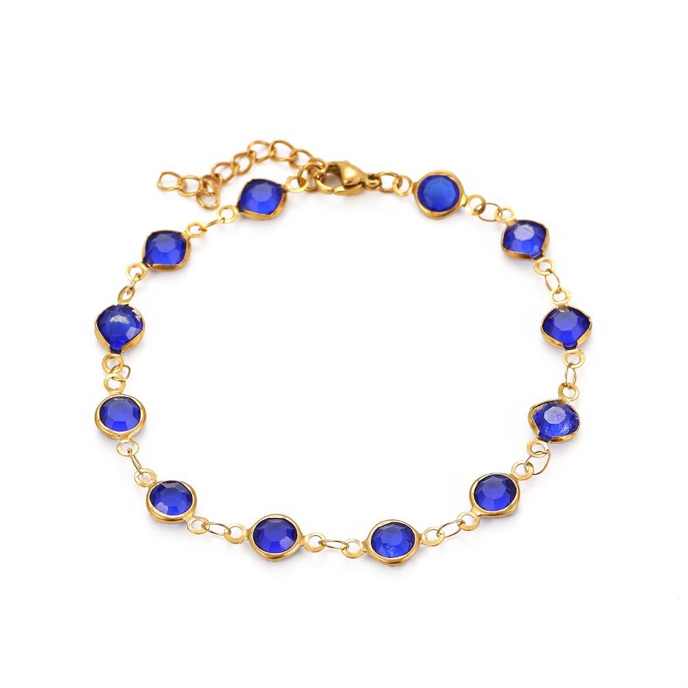 Candy Color Sparkling Leaf Chain Colorful Crystal Sparkling Bracelets  Jewelry Gift темно-синий