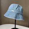 Retro Denim Basin Hat Women's Plain Face Hat Versatile Face Small High Sense Big Head Circumference Bucket Hat