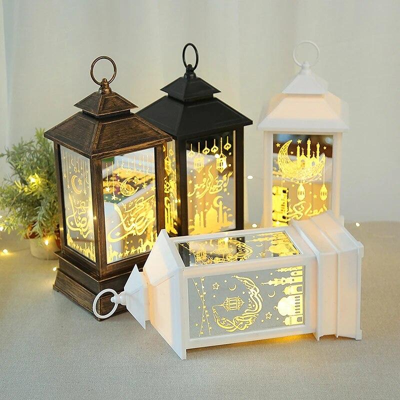 Ramadan LED Lantern Lamp Eid Mubarak Moom Star Wind Lights Ornaments Decoration for Home Islamic Muslim Party Gifts