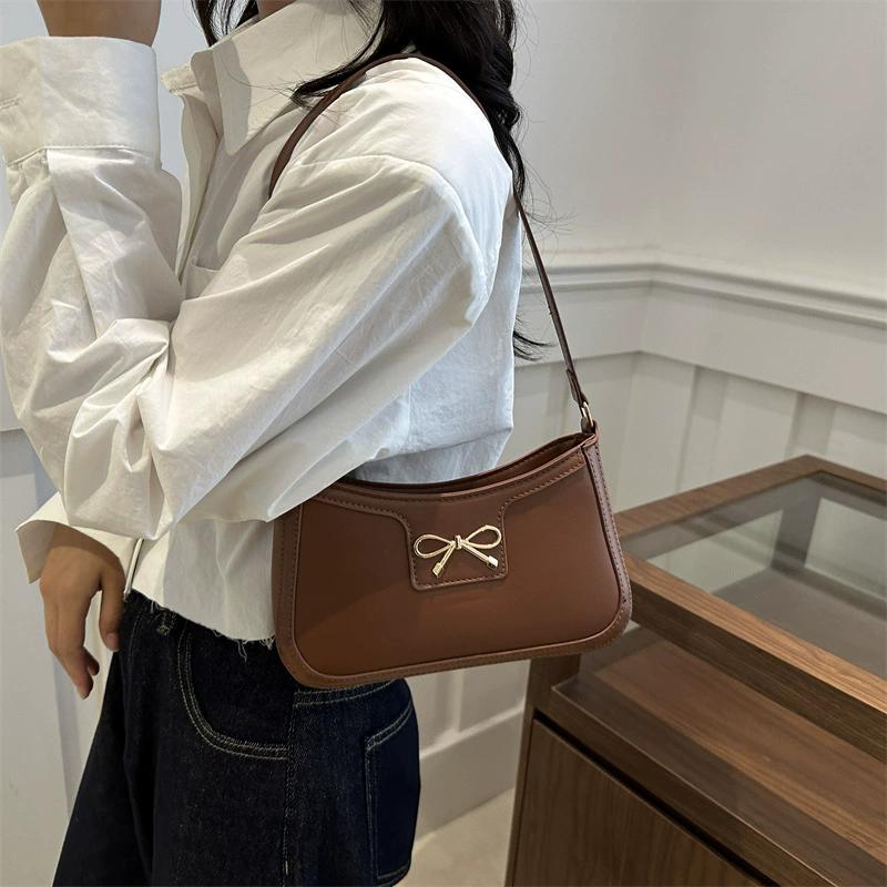 Women's Solid Color Shoulder Bag with Bow Decor, Fashion Casual Versatile Bag for Daily Commute & Everyday Use