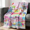 Playful Sanrio Collage Flannel Blanket Soft Warm Throw Hello Kitty Couch Bed Cover Lightweight Summer Nap Blanket Sweet Gift