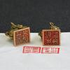 Antique Bronze 1 Pair Lions Seal Desktop Ornaments Copper Animal Miniature Figurine Lucky Brass Lion Statue Feng Shui Decoration