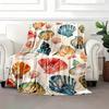 Cozy All-Season Flannel Throw Blanket with Colorful Beach Shell Print - Soft, Reversible & Machine Washable - Perfect Gift for