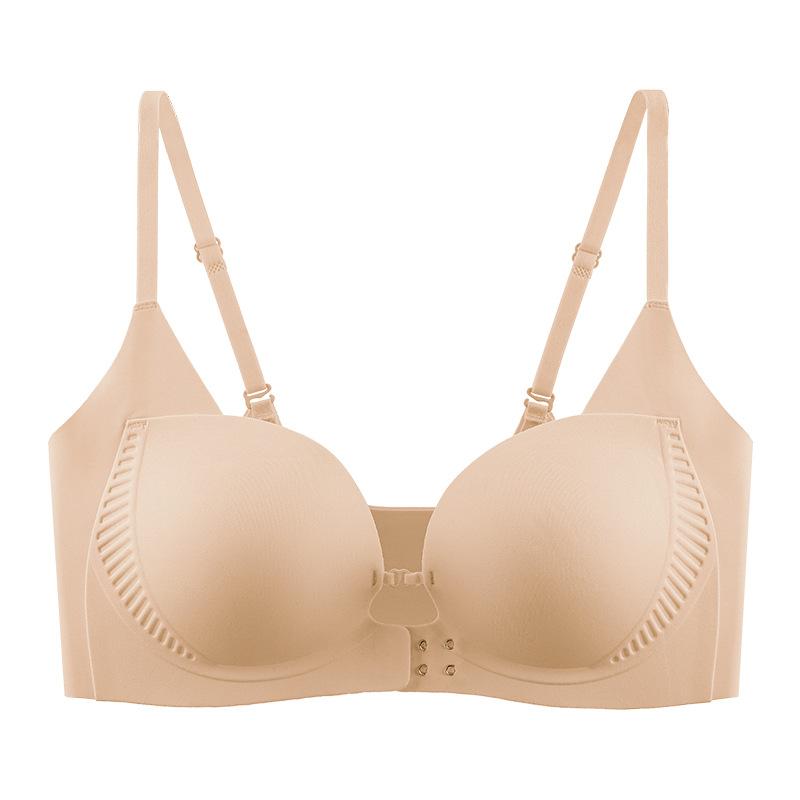 Liquid foundation seamless front buckle underwear women's small breasts gather without steel ring comfortable sexy soft support bra cover