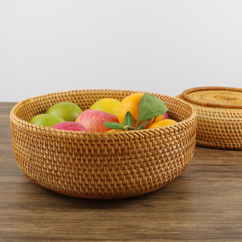 Handmade Woven Basket for Storage, Fruit, Bread, Steamed Buns, Snacks & Picnics