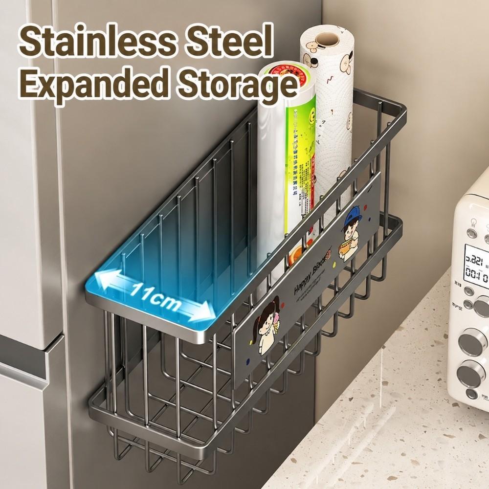 Metal Magnetic Basket Organizer Holder Space Saving Storage Rack High Quality Refrigerator Shelf