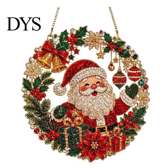 Christmas Tree Hanging Ornaments Xmas Snowman Ornament, Round Acrylic Santa Reindeer Seasonal Party Decor Door Sign for Festive Window Wall