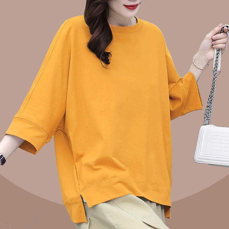 

Western Style Leisure Plus Size Ladies Slim-Fit Younger Two-Piece Set Top 5036Y Orange Tops 3XL